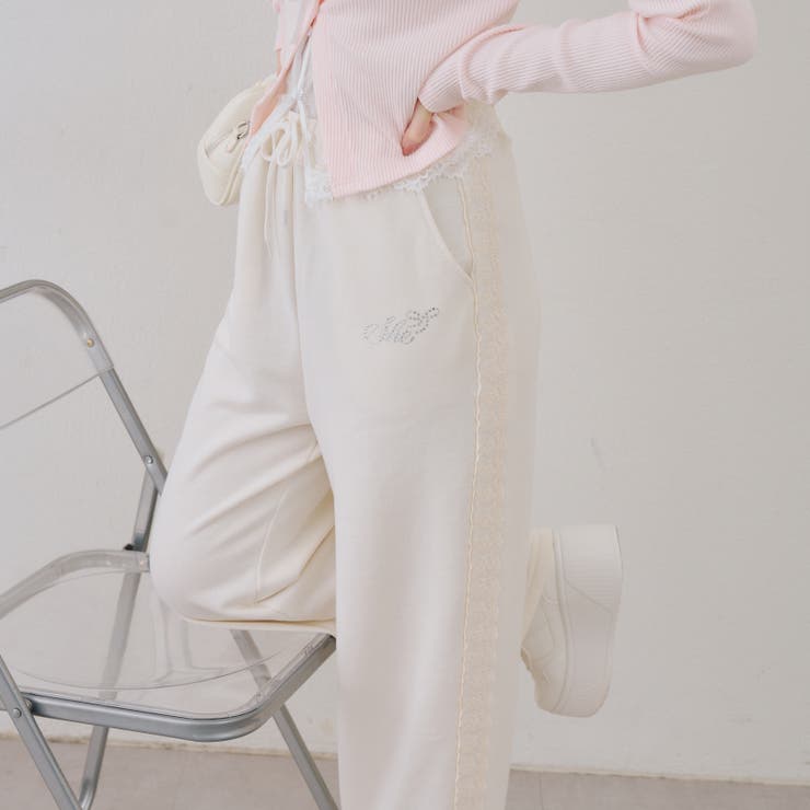 アイボリー | 【セットアップ対応】レース付スウェットパンツ | RMAF　NICE CLAUP / OLIVE des OLIVE