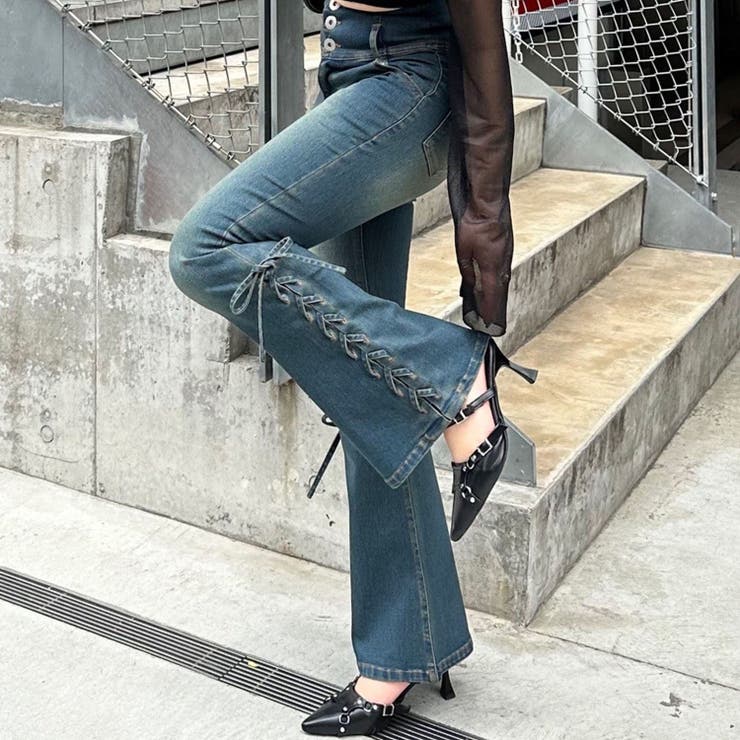 サイドレースアップセミフレアデニム | RMAF　NICE CLAUP / OLIVE des OLIVE | 詳細画像1 