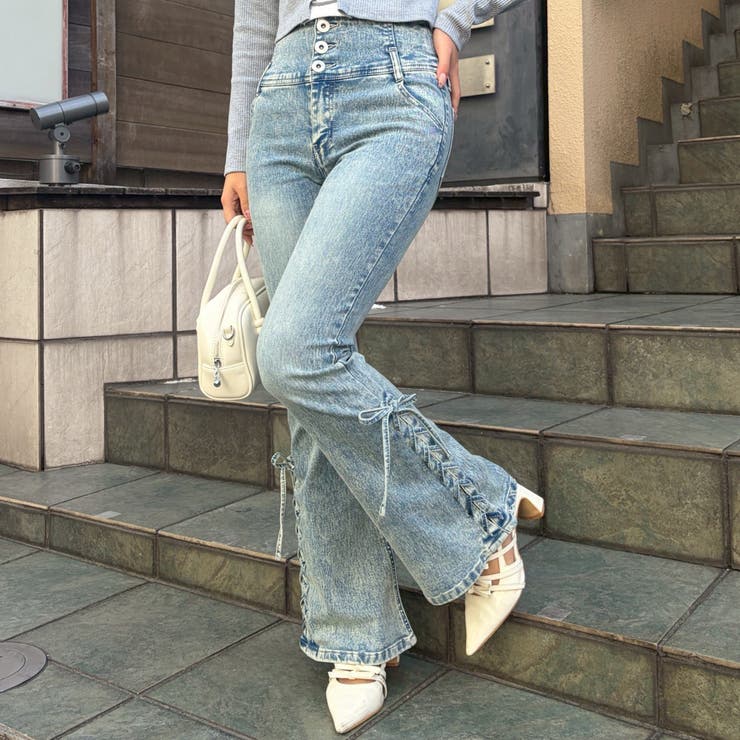 サイドレースアップセミフレアデニム | RMAF　NICE CLAUP / OLIVE des OLIVE | 詳細画像5 