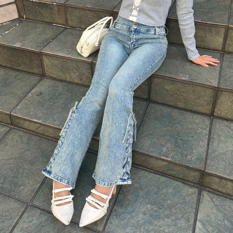 サイドレースアップセミフレアデニム | RMAF　NICE CLAUP / OLIVE des OLIVE | 詳細画像7 