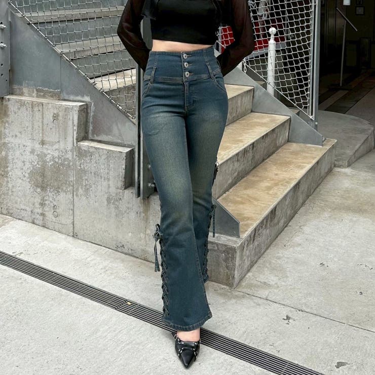 サイドレースアップセミフレアデニム | RMAF　NICE CLAUP / OLIVE des OLIVE | 詳細画像2 