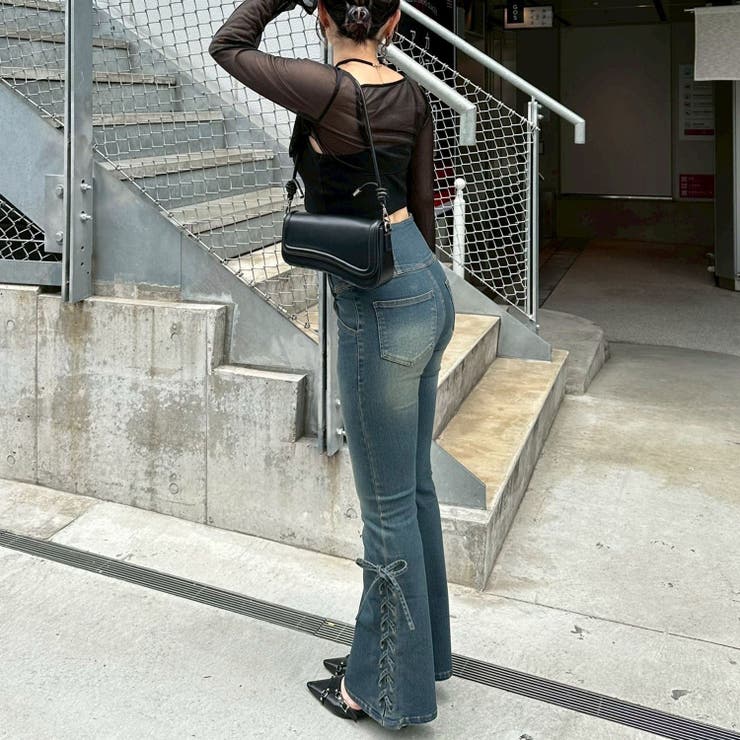 サイドレースアップセミフレアデニム | RMAF　NICE CLAUP / OLIVE des OLIVE | 詳細画像3 