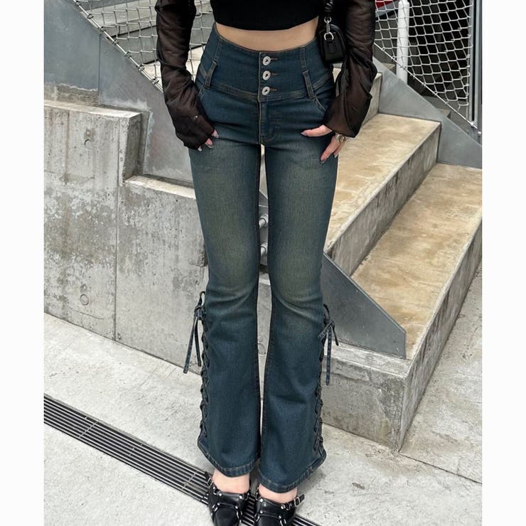 サイドレースアップセミフレアデニム | RMAF　NICE CLAUP / OLIVE des OLIVE | 詳細画像4 