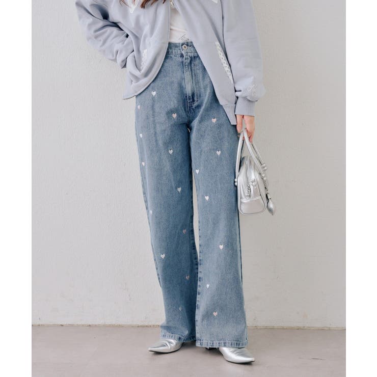 ケミカル | 刺繍アソートデニムパンツ | NICE CLAUP / OLIVE des OLIVE　OUTLET