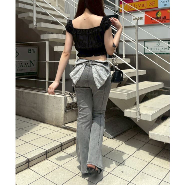 バックリボンレースフレアーパンツ | NICE CLAUP / OLIVE des OLIVE　OUTLET | 詳細画像5 