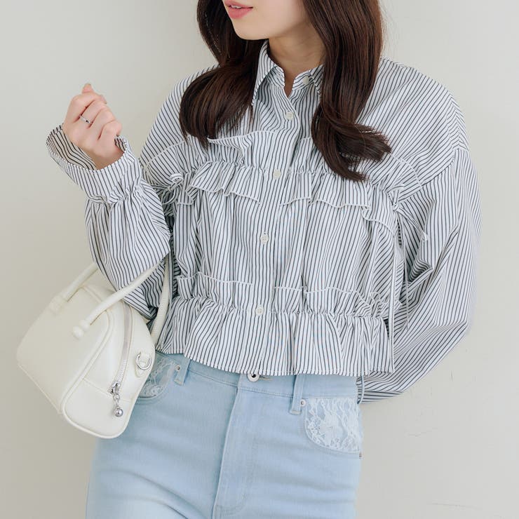 ブラック系 | フリルショートブラウス | RMAF　NICE CLAUP / OLIVE des OLIVE