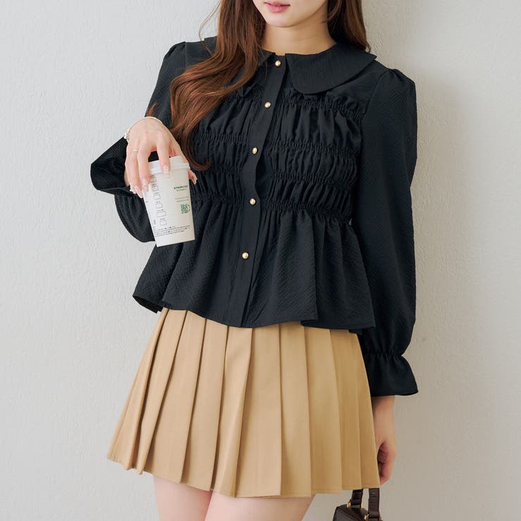 ブラック | シャーリング衿付ブラウス | RMAF　NICE CLAUP / OLIVE des OLIVE