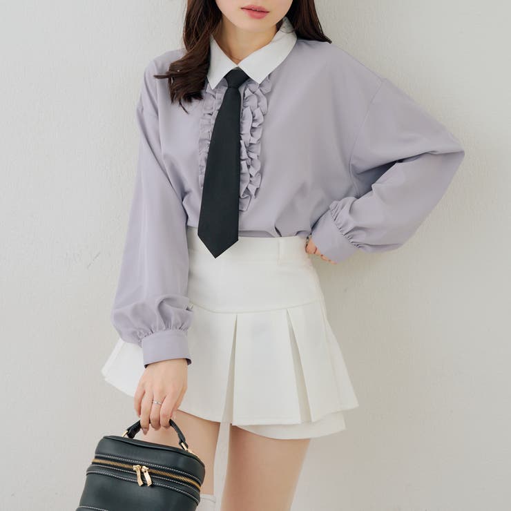 サックス | フリルブラウス | NICE CLAUP / OLIVE des OLIVE　OUTLET