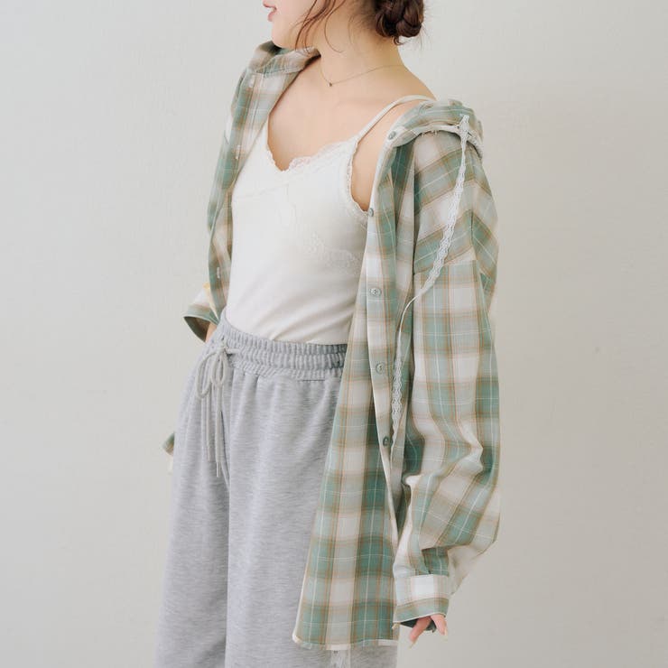 チェックフードレース付ブラウス | NICE CLAUP / OLIVE des OLIVE　OUTLET | 詳細画像12 