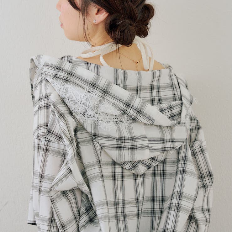 チェックフードレース付ブラウス | NICE CLAUP / OLIVE des OLIVE　OUTLET | 詳細画像21 