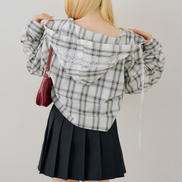 チェックフードレース付ブラウス | NICE CLAUP / OLIVE des OLIVE　OUTLET | 詳細画像31 