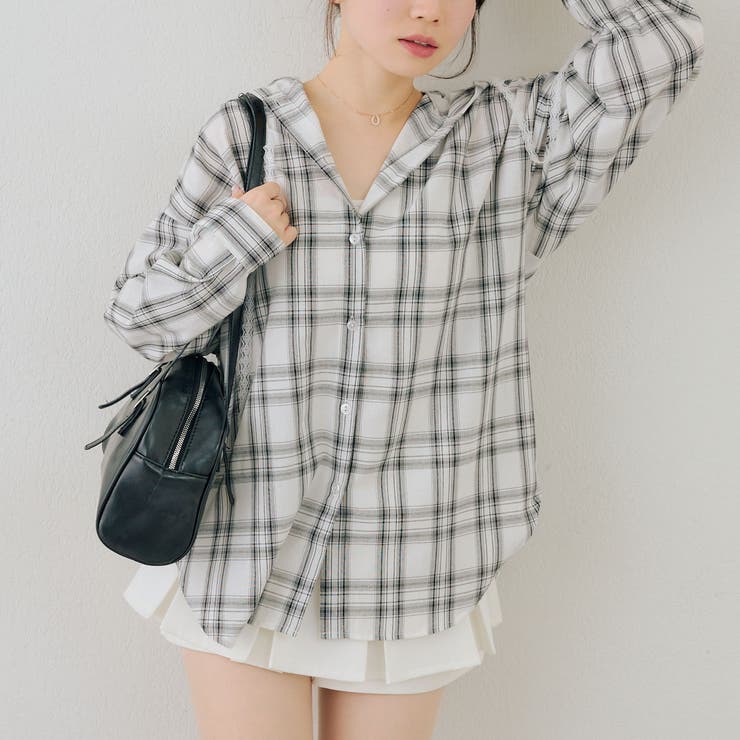 チェックフードレース付ブラウス | NICE CLAUP / OLIVE des OLIVE　OUTLET | 詳細画像36 