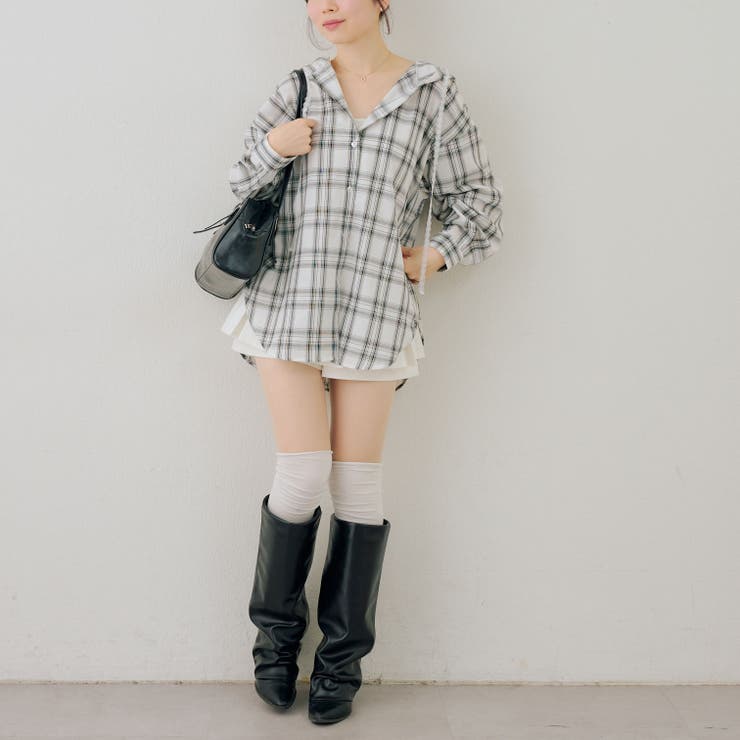 チェックフードレース付ブラウス | NICE CLAUP / OLIVE des OLIVE　OUTLET | 詳細画像39 