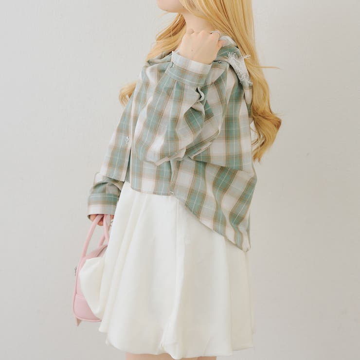 チェックフードレース付ブラウス | NICE CLAUP / OLIVE des OLIVE　OUTLET | 詳細画像4 