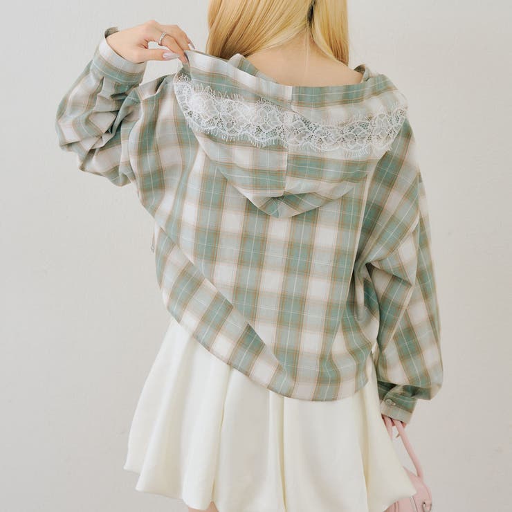 チェックフードレース付ブラウス | NICE CLAUP / OLIVE des OLIVE　OUTLET | 詳細画像5 