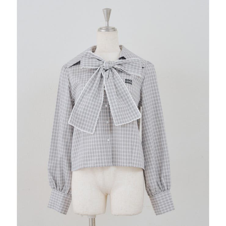チェック | ピコレースボウタイブラウス | NICE CLAUP / OLIVE des OLIVE　OUTLET