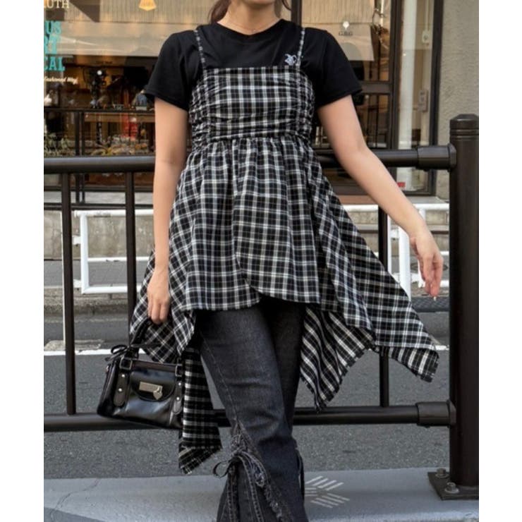 チェック | 【丈の長さを選べる】イレヘムキャミチュニック | NICE CLAUP / OLIVE des OLIVE　OUTLET