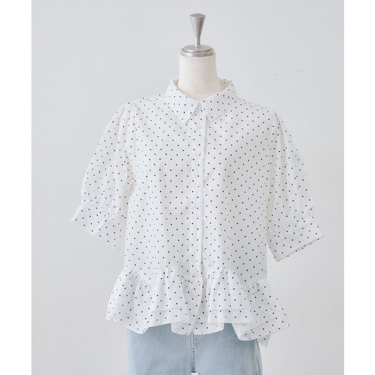 ホワイト系 | 【選べる丈違い♪】フリルヘムブラウス | NICE CLAUP / OLIVE des OLIVE　OUTLET