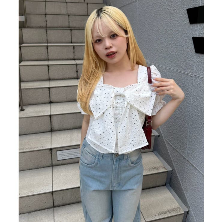 ドット | ビッグリボンブラウス | NICE CLAUP / OLIVE des OLIVE　OUTLET