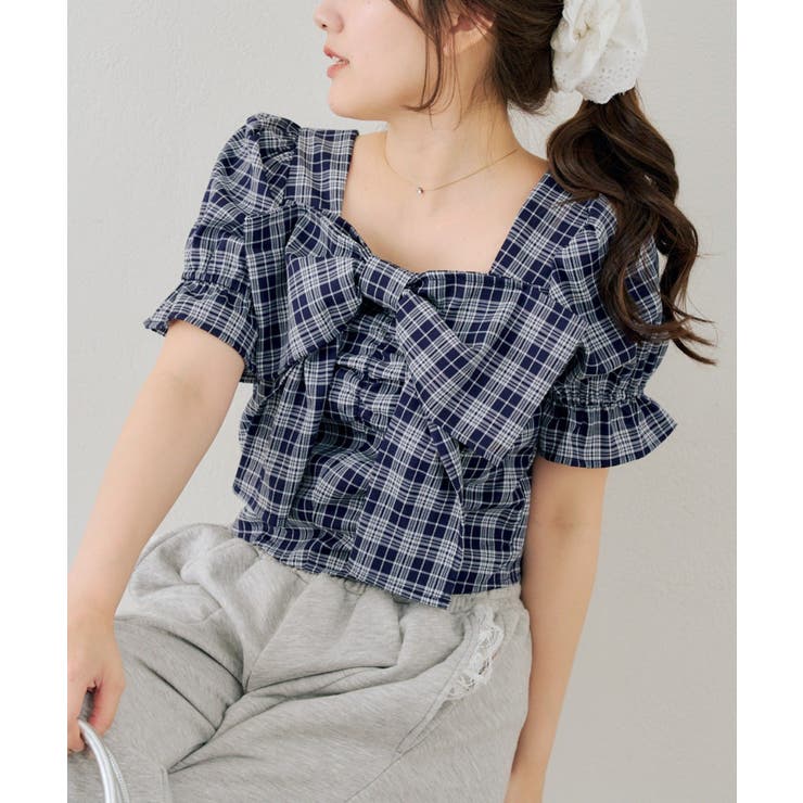 ネイビー | ビッグリボンブラウス | NICE CLAUP / OLIVE des OLIVE　OUTLET