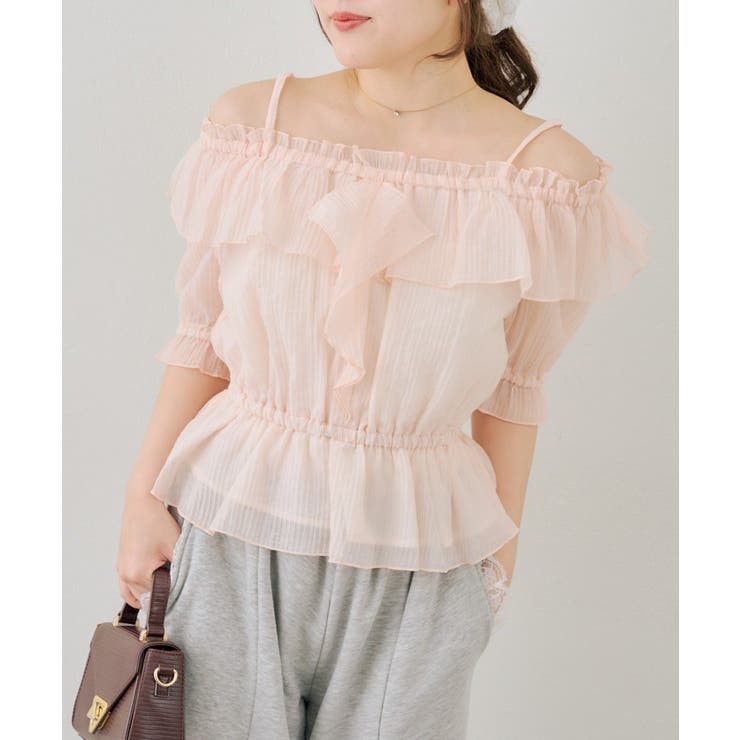 ビッグ衿オフショルブラウス[品番：NCLW0018334]｜NICE CLAUP / OLIVE