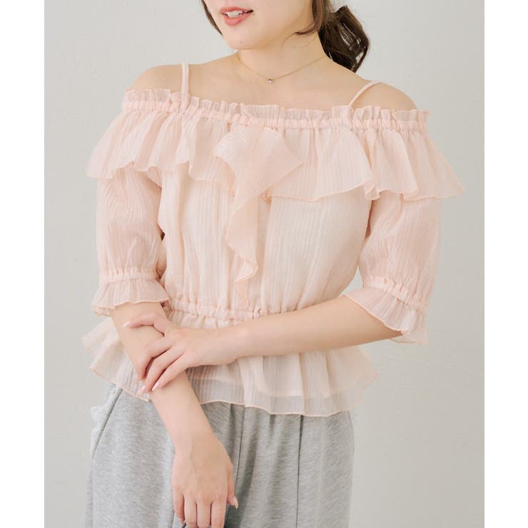 ピンク | ビッグ衿オフショルブラウス | NICE CLAUP / OLIVE des OLIVE　OUTLET