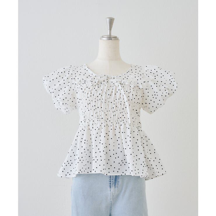 【Web限定】シャーリングペプラムブラウス | NICE CLAUP / OLIVE des OLIVE　OUTLET | 詳細画像1 