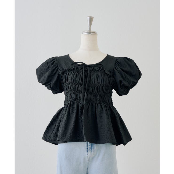 【Web限定】シャーリングペプラムブラウス | NICE CLAUP / OLIVE des OLIVE　OUTLET | 詳細画像2 