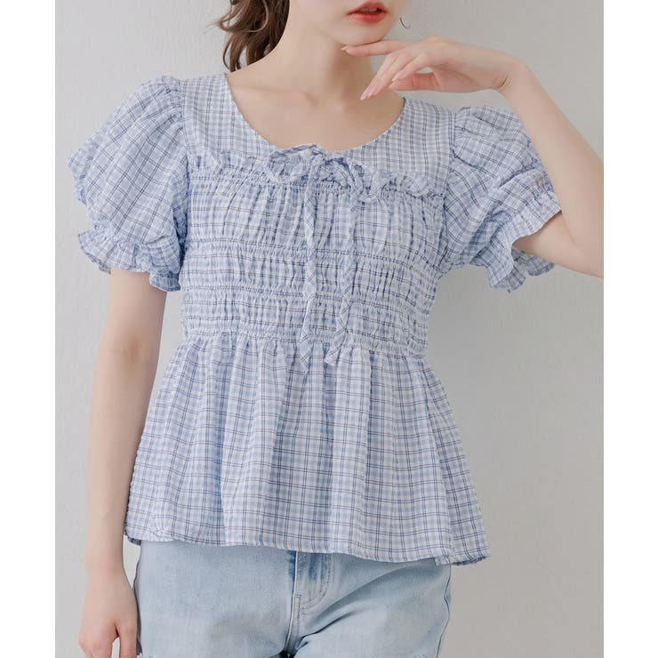 Web限定】シャーリングペプラムブラウス[品番：NCLW0018436]｜NICE