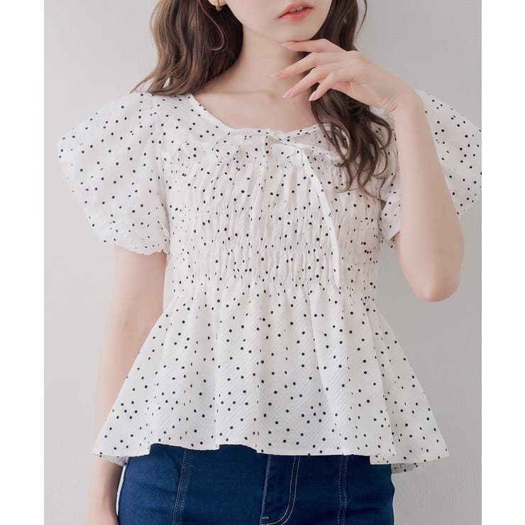 Web限定】シャーリングペプラムブラウス[品番：NCLW0018436]｜NICE