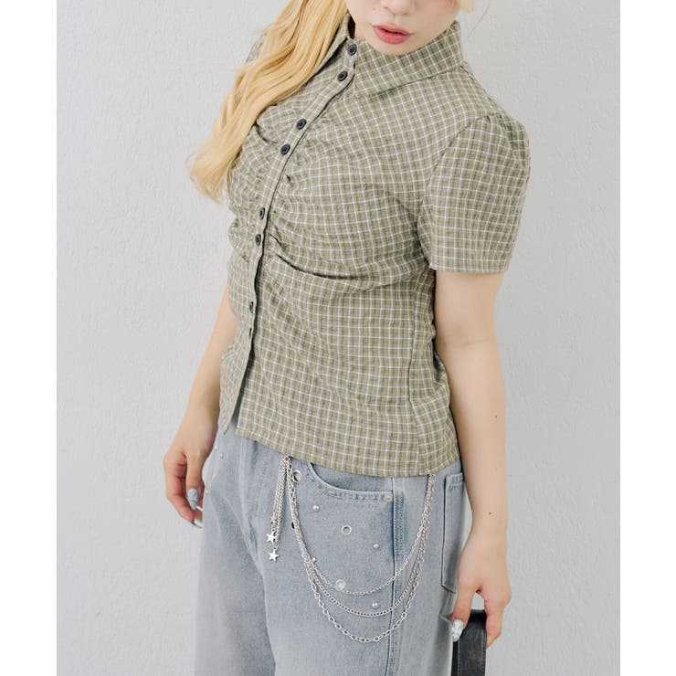 チェックシャーリングブラウス | NICE CLAUP / OLIVE des OLIVE　OUTLET | 詳細画像5 