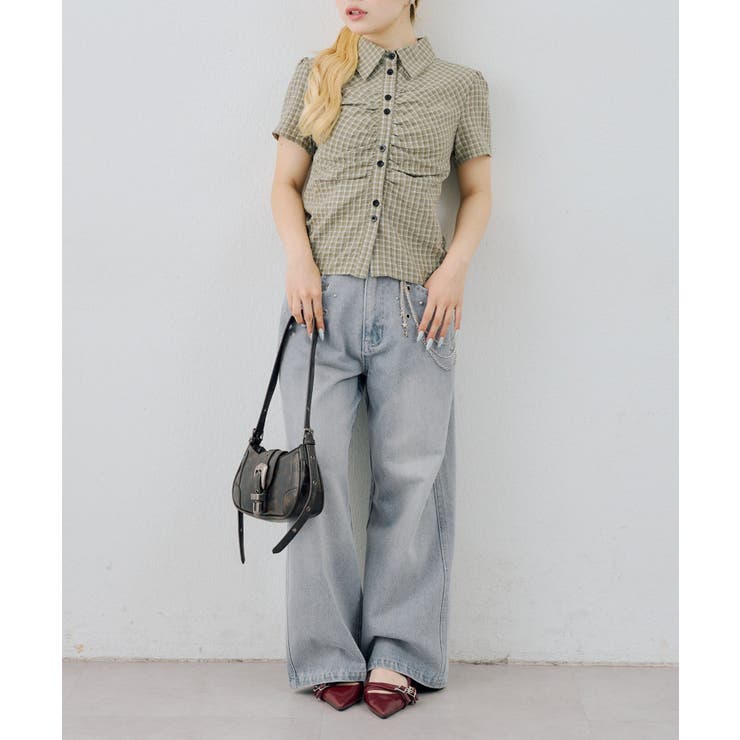 チェックシャーリングブラウス | NICE CLAUP / OLIVE des OLIVE　OUTLET | 詳細画像6 