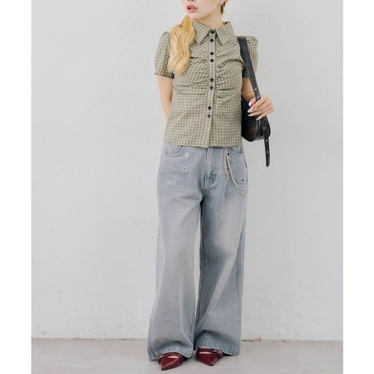 チェックシャーリングブラウス | NICE CLAUP / OLIVE des OLIVE　OUTLET | 詳細画像8 