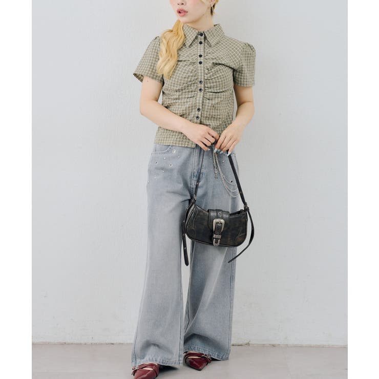 チェックシャーリングブラウス | NICE CLAUP / OLIVE des OLIVE　OUTLET | 詳細画像9 