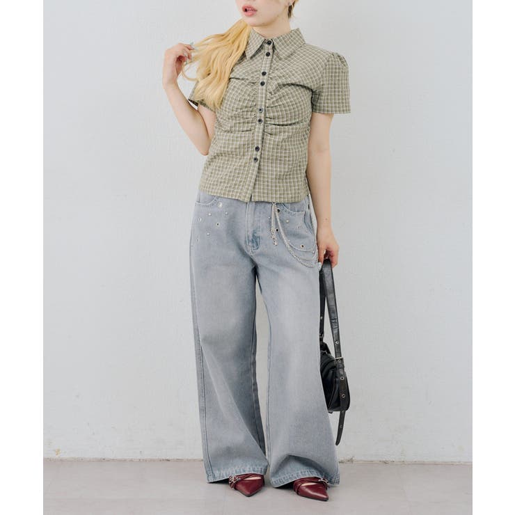 チェックシャーリングブラウス | NICE CLAUP / OLIVE des OLIVE　OUTLET | 詳細画像10 