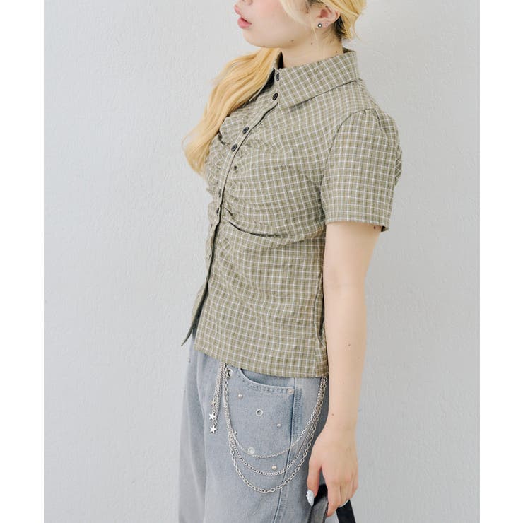 チェックシャーリングブラウス | NICE CLAUP / OLIVE des OLIVE　OUTLET | 詳細画像12 