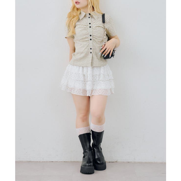 チェックシャーリングブラウス | NICE CLAUP / OLIVE des OLIVE　OUTLET | 詳細画像14 