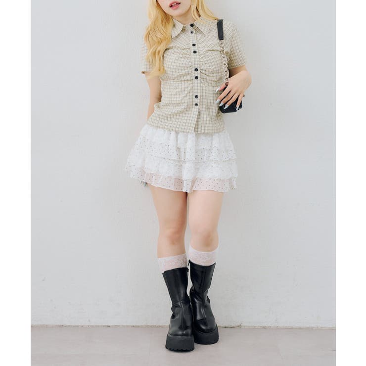 チェックシャーリングブラウス | NICE CLAUP / OLIVE des OLIVE　OUTLET | 詳細画像15 