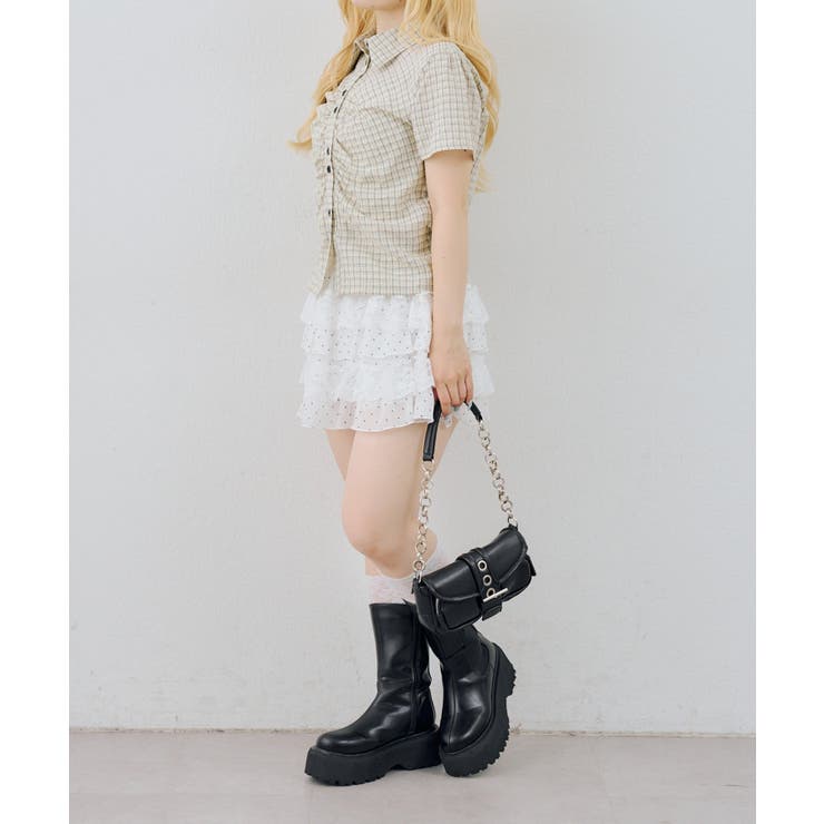 チェックシャーリングブラウス | NICE CLAUP / OLIVE des OLIVE　OUTLET | 詳細画像19 