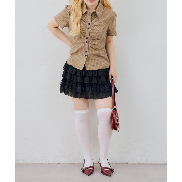 チェックシャーリングブラウス | NICE CLAUP / OLIVE des OLIVE　OUTLET | 詳細画像23 