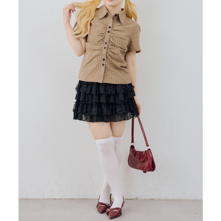 チェックシャーリングブラウス | NICE CLAUP / OLIVE des OLIVE　OUTLET | 詳細画像24 