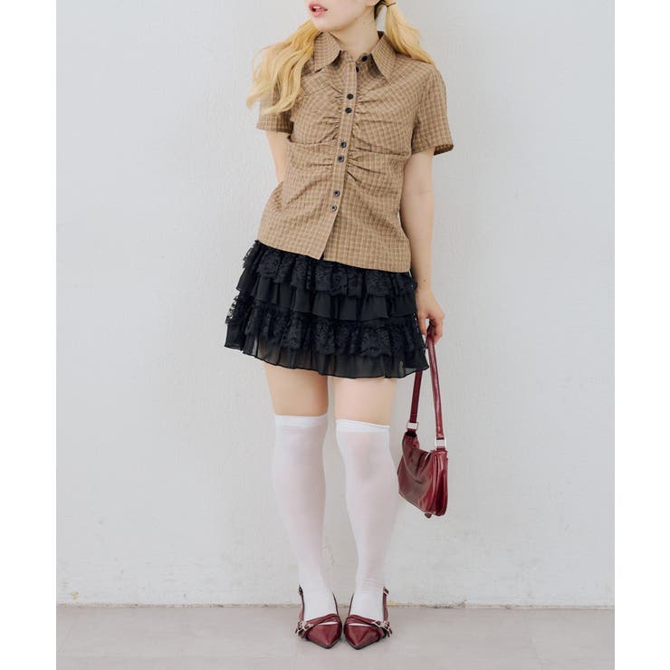チェックシャーリングブラウス | NICE CLAUP / OLIVE des OLIVE　OUTLET | 詳細画像25 