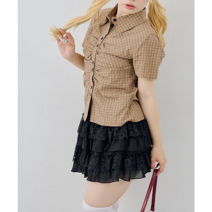 チェックシャーリングブラウス | NICE CLAUP / OLIVE des OLIVE　OUTLET | 詳細画像30 