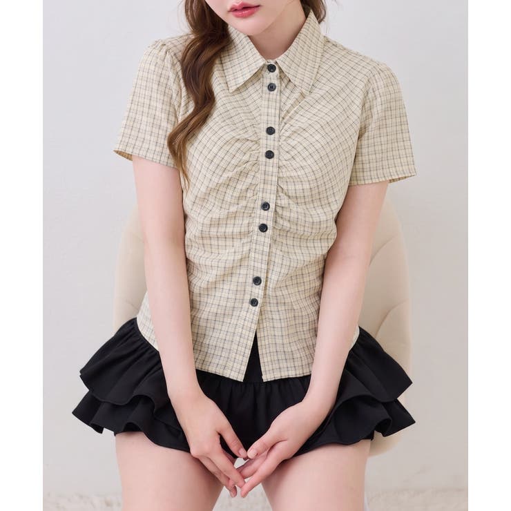 チェックシャーリングブラウス | NICE CLAUP / OLIVE des OLIVE　OUTLET | 詳細画像1 