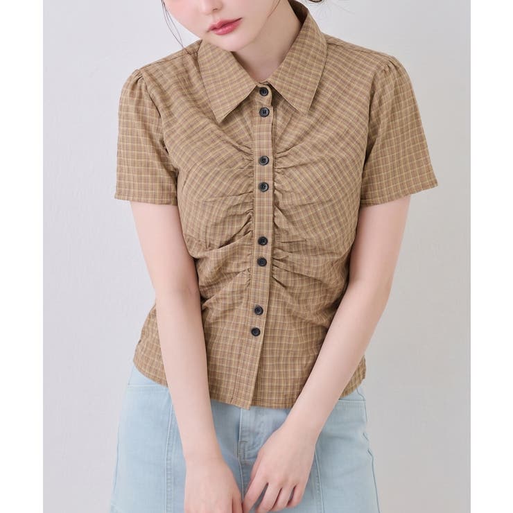 チェックシャーリングブラウス | NICE CLAUP / OLIVE des OLIVE　OUTLET | 詳細画像4 