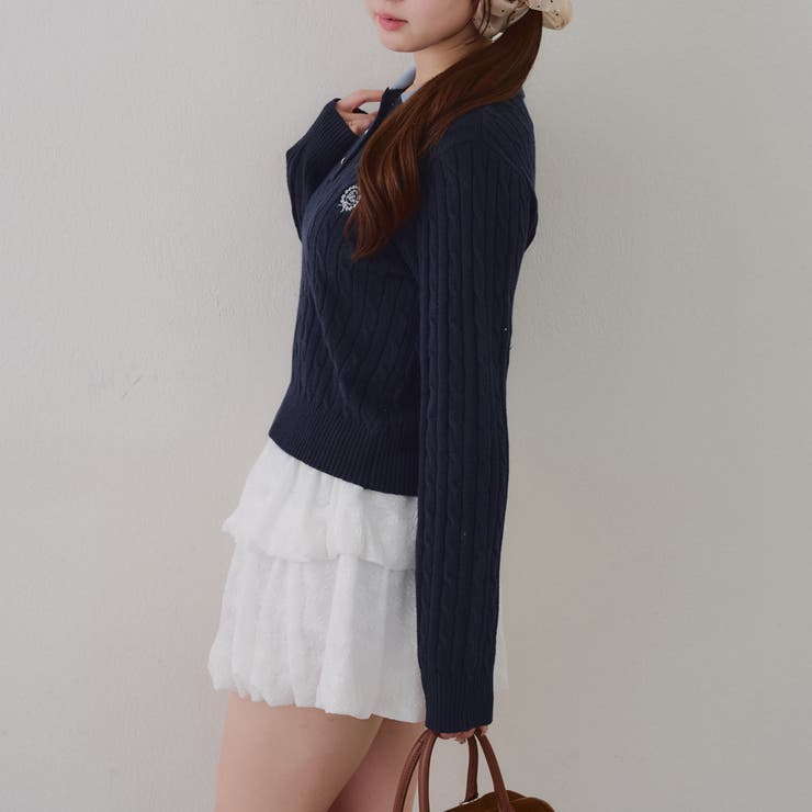 2枚衿ケーブルニットポロ | RMAF　NICE CLAUP / OLIVE des OLIVE | 詳細画像5 