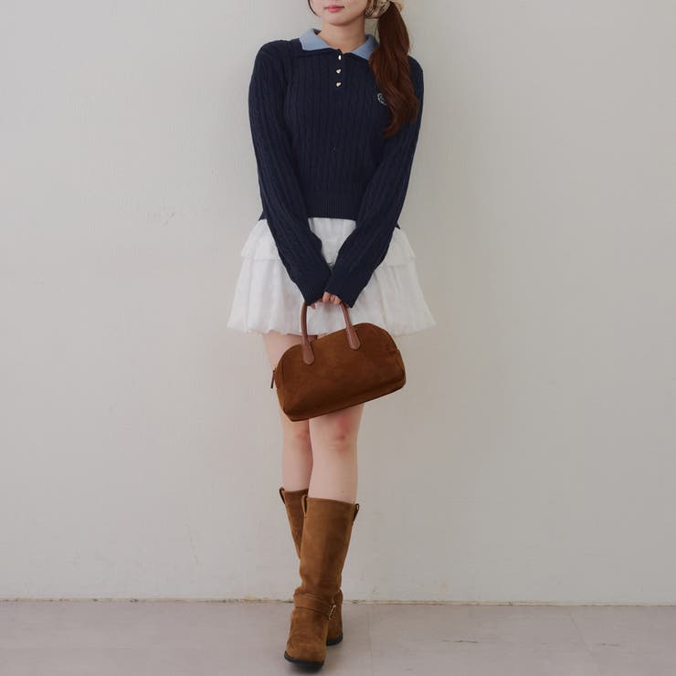 2枚衿ケーブルニットポロ | RMAF　NICE CLAUP / OLIVE des OLIVE | 詳細画像7 