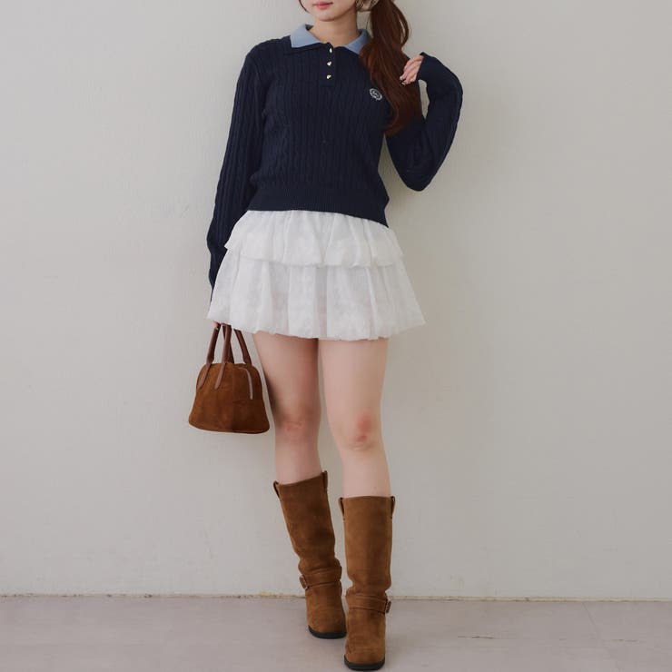 2枚衿ケーブルニットポロ | RMAF　NICE CLAUP / OLIVE des OLIVE | 詳細画像9 