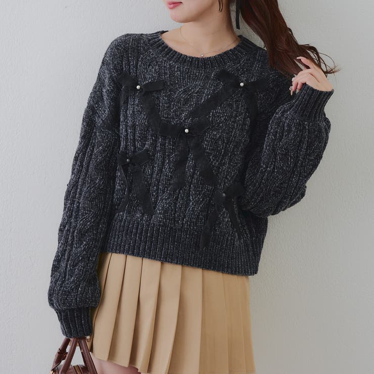 スミクロ | オーガンリボンモールニット | RMAF　NICE CLAUP / OLIVE des OLIVE