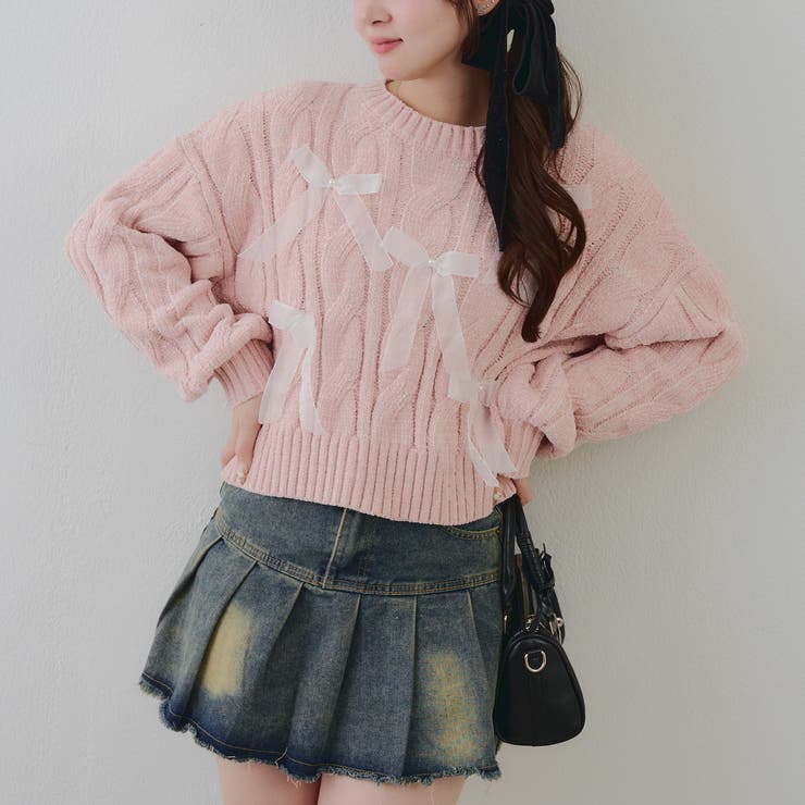 ピンク | オーガンリボンモールニット | RMAF　NICE CLAUP / OLIVE des OLIVE